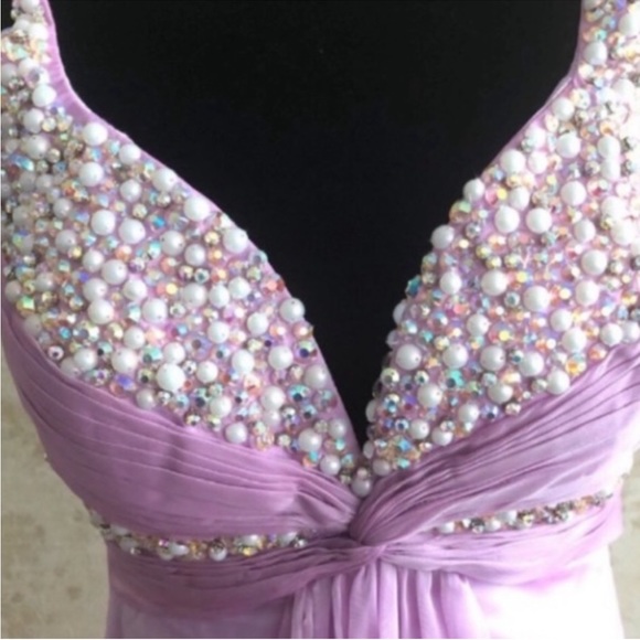 BNWT La Femme beaded chiffon gown - Picture 3 of 9